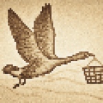 Goose carrying a basket
